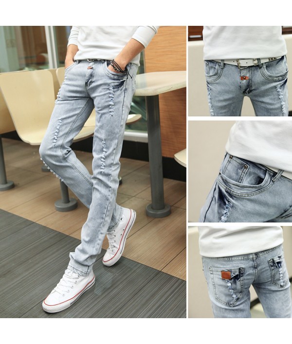 Spring and Summer New Men's Jeans Pant Korean Style Influx Sky Blue Casual Trousers Cool Stretch Man denim Pants Spring and Summer New Men's Jeans Pant Korean Style Influx Sky Blue Casual Trousers Cool Stretch Man denim Pants