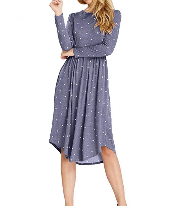 Women Long Sleeve Pleated Polk...