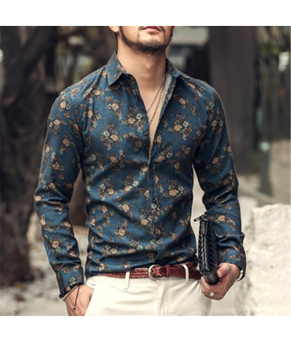 New Fashion Casual Men Shirt Long Sleeve Europe Style Slim Fit Shirt Men High Quality Cotton Floral Shirts Mens Clothes New Fashion Casual Men Shirt Long Sleeve Europe Style Slim Fit Shirt Men High Quality Cotton Floral Shirts Mens Clothes